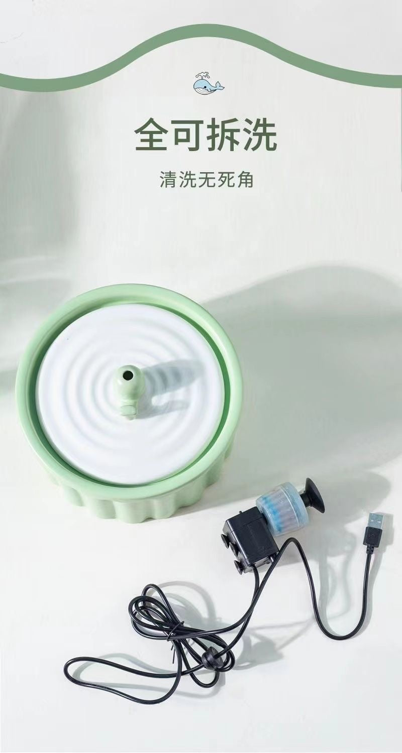 Green Ceramic Filtered Automatic Circulating Pet Water Bowl 陶瓷过滤自动循环宠物水碗绿色1个