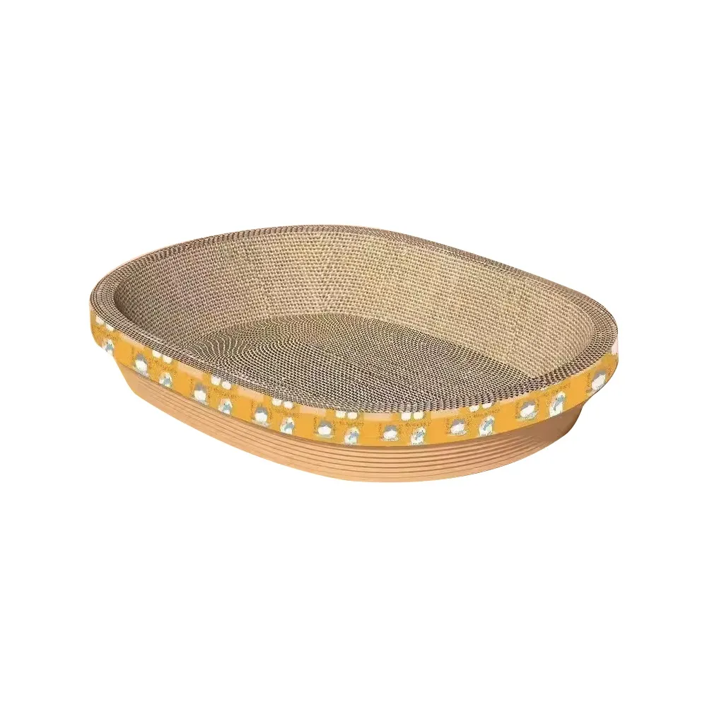 [Extra Large] Cat Scratch Board Cat Toy Cat Scratcher Oval Cat Scratches Cat Bowl Cat scratching cakar kucing Cat scratching board does not shed crumbs基础款猫抓板