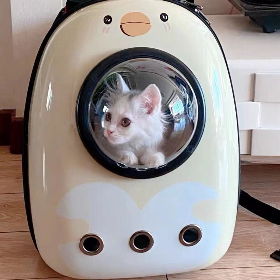 Space Capsule Pet Carrier Backpack for Cats and Dogs - Portable, Breathable Travel Airline Approved 太空舱猫包狗包外出便携双肩背包透气旅行航空箱宠物背包小黄鸡5kg